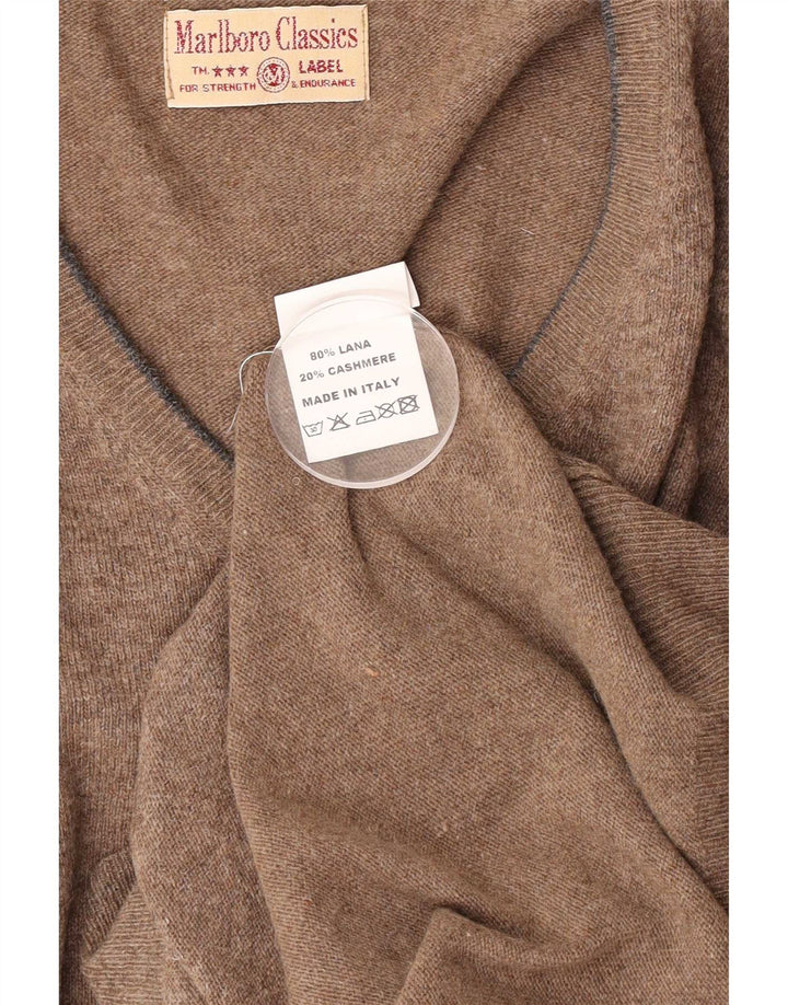 Maglione da uomo con scollo a V Marlboro Classics XL in lana beige