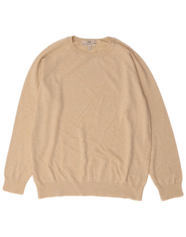 Maglione maglione girocollo da uomo Marks & Spencer grande cotone beige