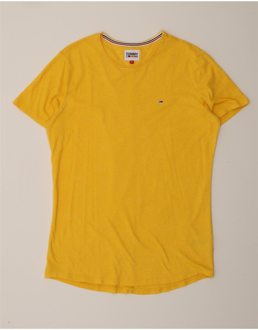 TOMMY HILFIGER T-shirt da donna Top UK 14 cotone giallo medio
