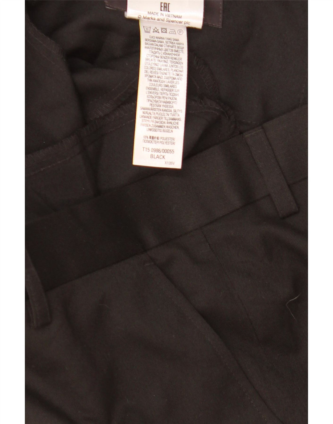 Pantaloni da abito regolari da uomo Marks & Spencer W36 L25 poliestere nero
