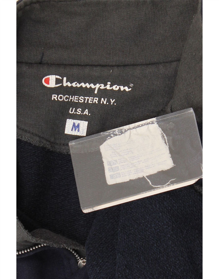CHAMPION Felpa da uomo con collo con zip, maglione medio, cotone blu navy