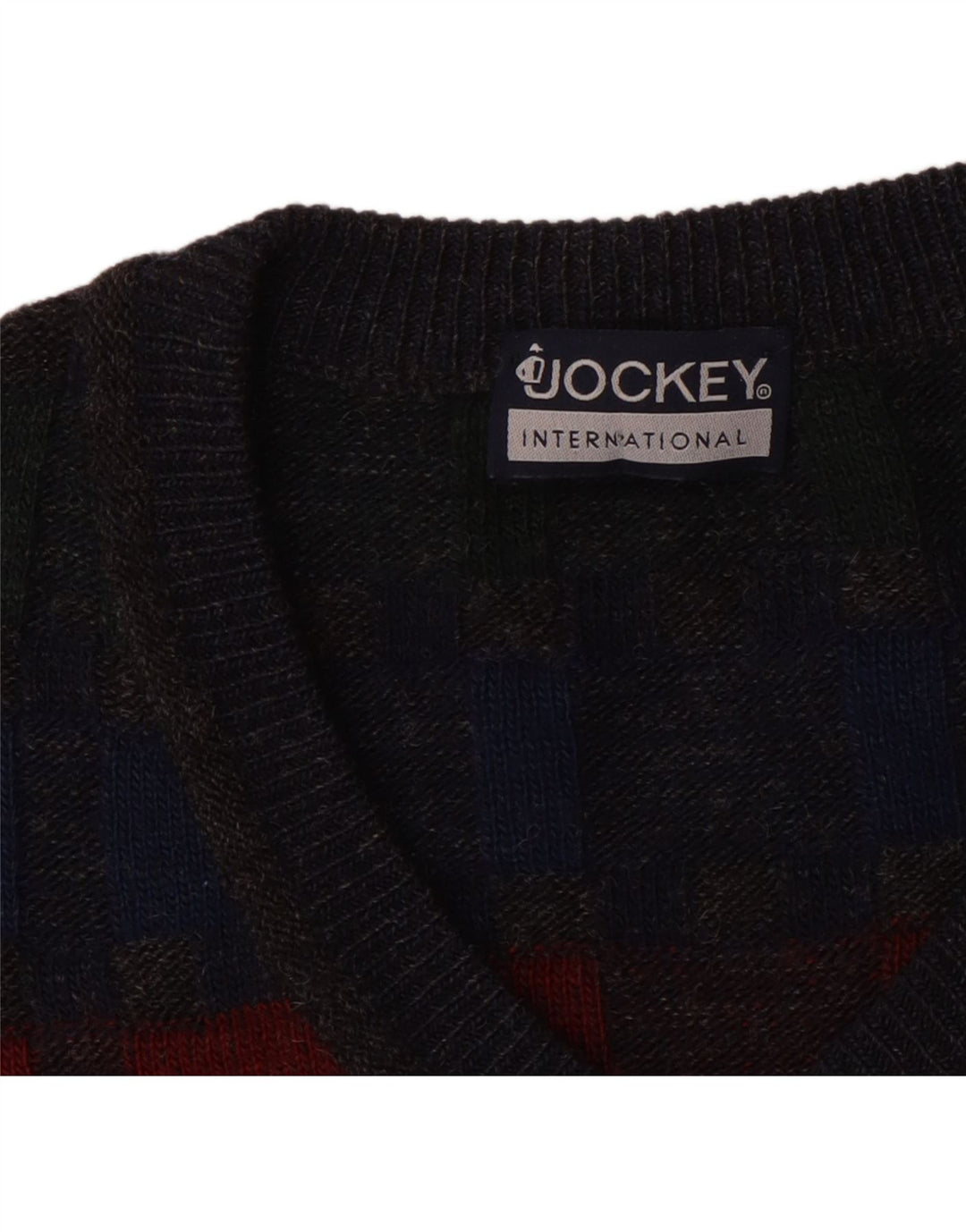 Maglione da uomo con scollo a V Jockey 2XL a quadri grigi