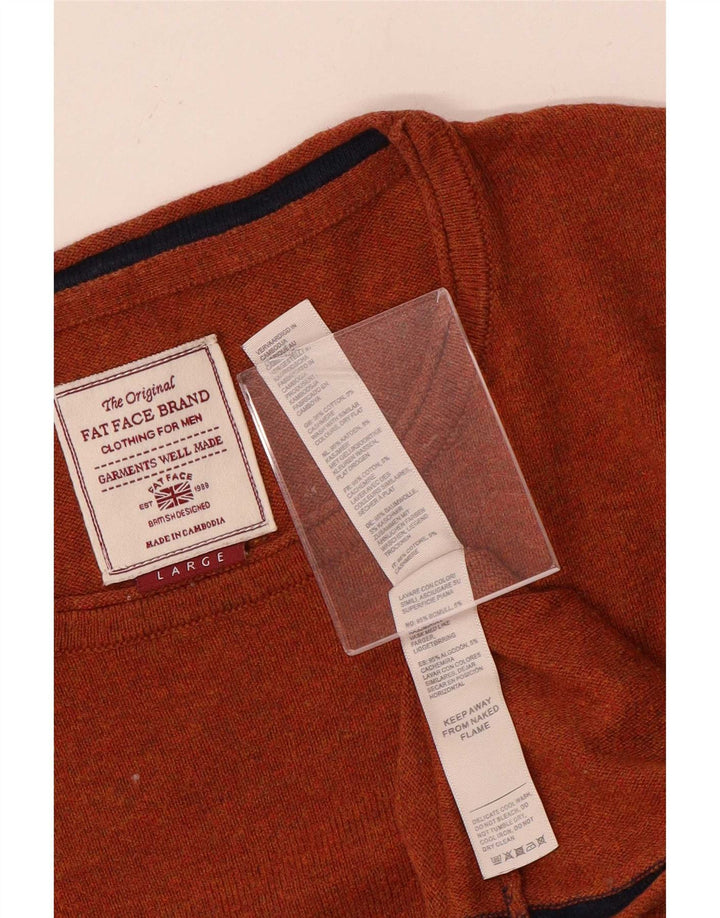 Maglione maglione girocollo da uomo Fat Face grande cotone marrone
