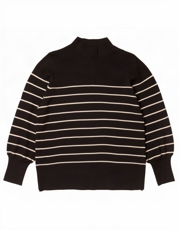 Maglione maglione a collo alto da donna Marks & Spencer UK 18 XL a righe nere