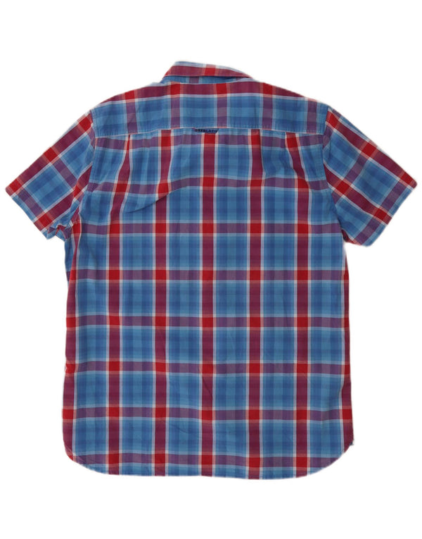 Camicia a maniche corte da uomo Superdry 2XL in cotone a quadri blu