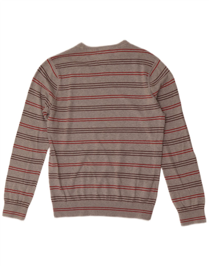 TOMMY HILFIGER Maglione da uomo girocollo in cotone a righe grigio medio