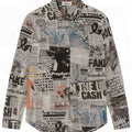 Desigual Camicia da donna con grafica per giornale UK 14 Cotone medio multicolore