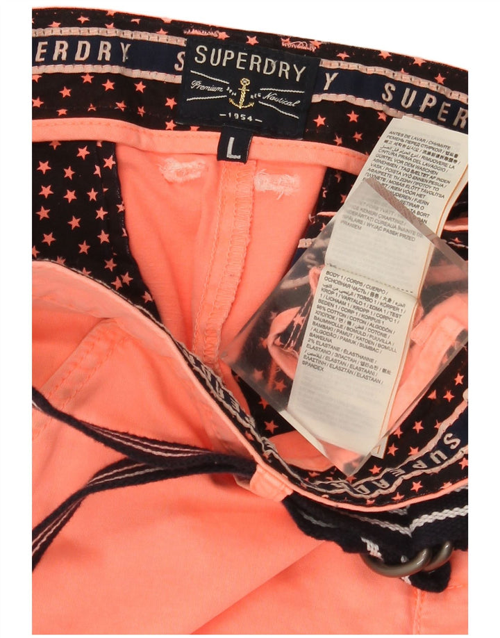 Pantaloncini chino da donna Superdry Large W34 in cotone rosa