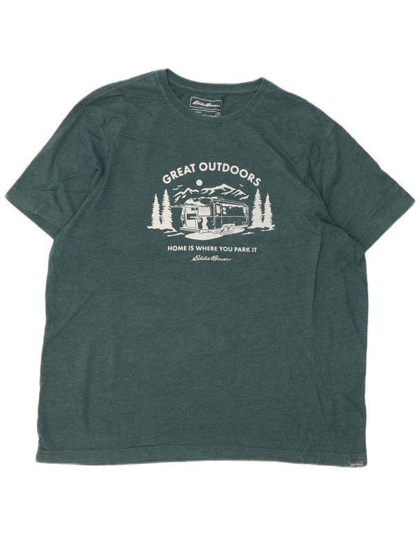 T-shirt grafica da uomo EDDIE BAUER Top XL in cotone verde