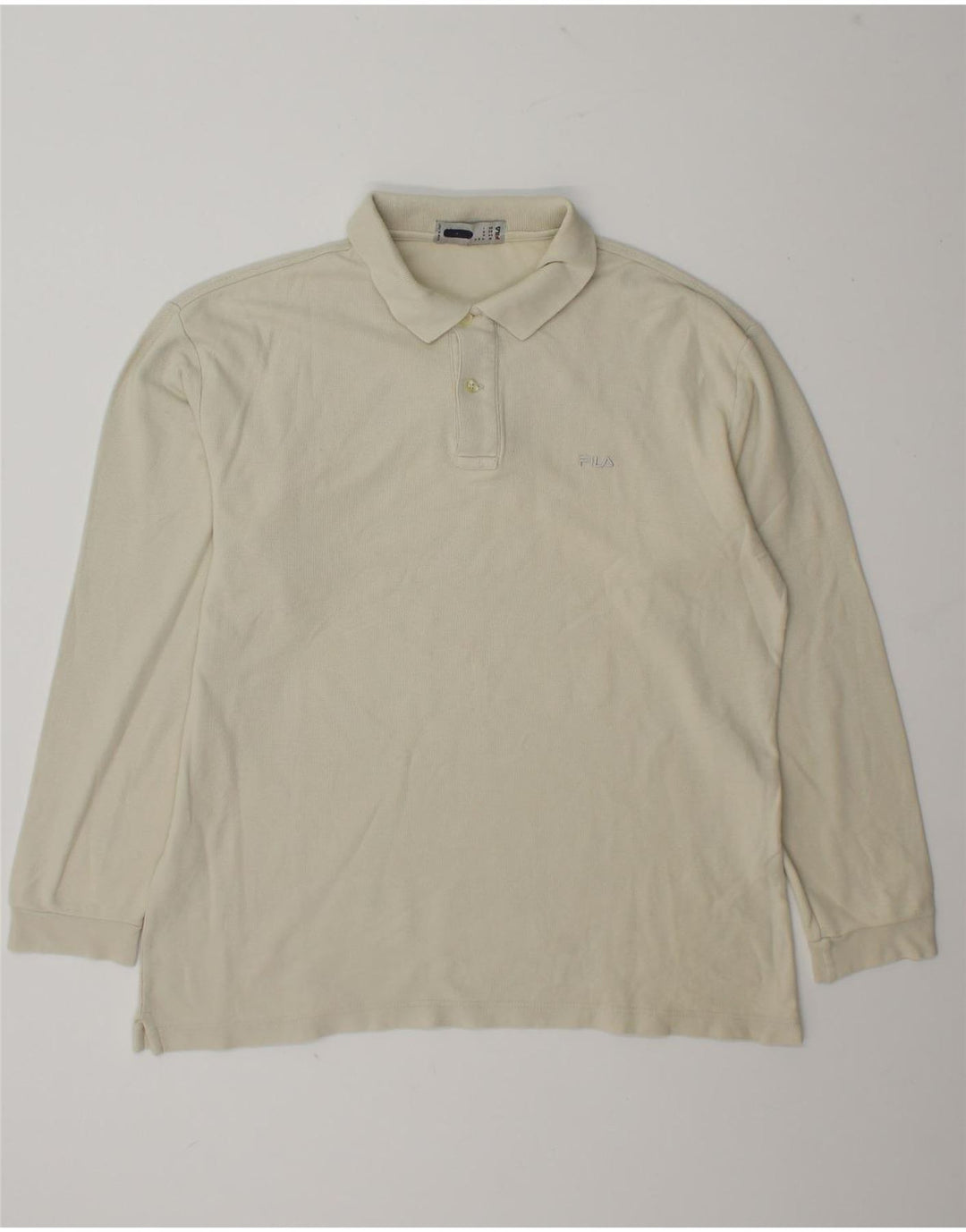 Polo da uomo a maniche lunghe Fila IT 50 cotone bianco sporco medio