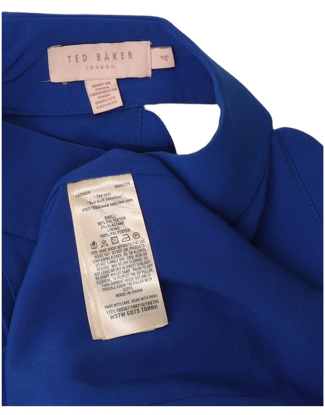 Ted Baker Abito da donna regolare con scollo all'americana taglia 4 grande poliestere blu
