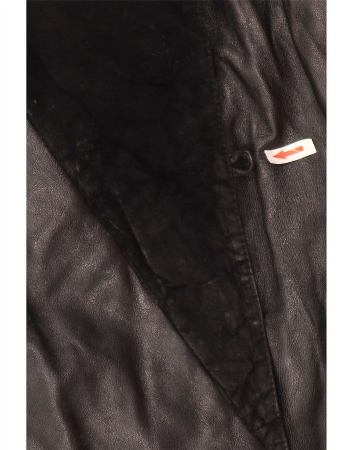 Giacca in pelle vintage da donna UK 14 media nera
