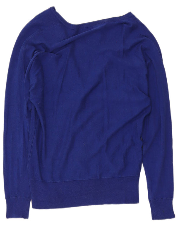 Maglione cardigan da donna Ralph Lauren UK 12 seta blu medio