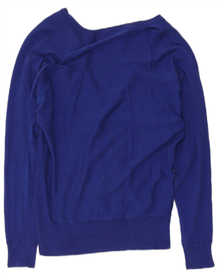 Maglione cardigan da donna Ralph Lauren UK 12 seta blu medio