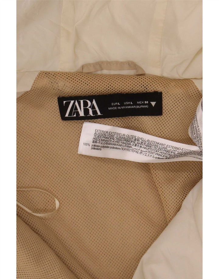 Giacca trapuntata con cappuccio da donna Zara UK 16 Large Beige Colourblock Poliestere