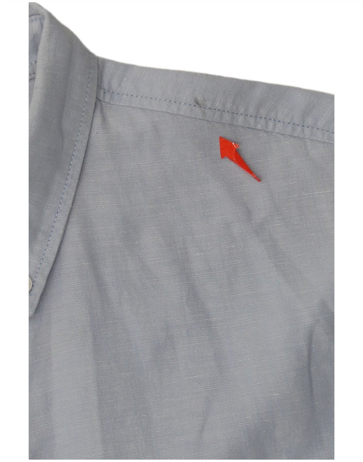 Camicia a maniche corte da uomo Superdry Large in lino blu