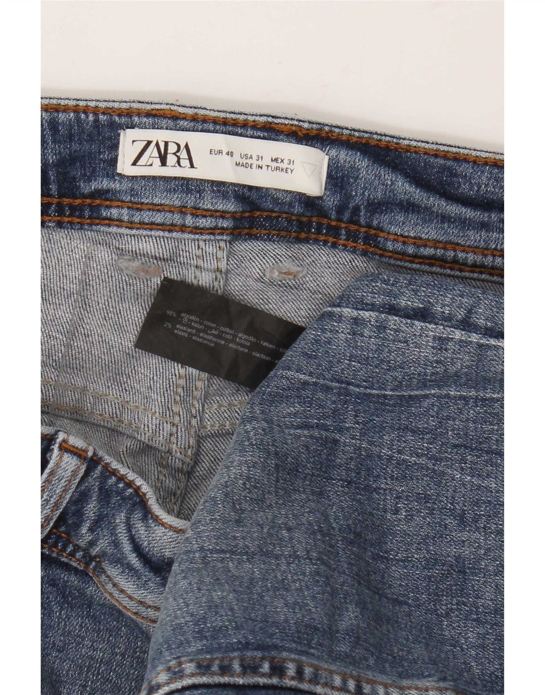 Jeans slim invecchiati da uomo Zara EU 40 medio W31 L26 cotone blu