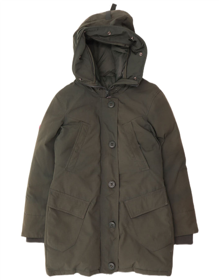 Cappotto imbottito con cappuccio da donna Superdry UK 10 piccolo nylon verde