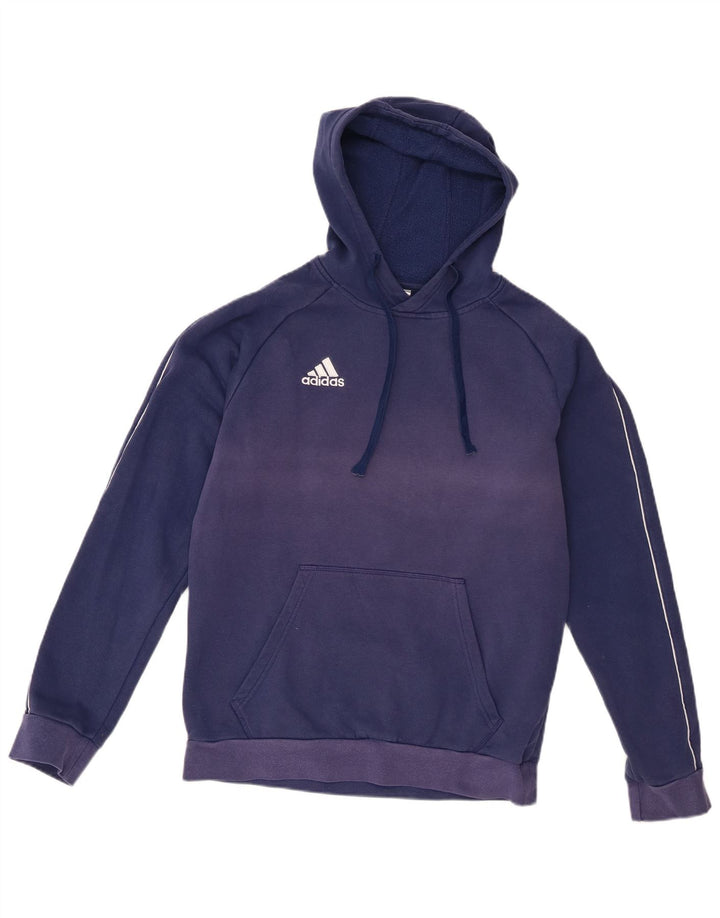 Felpa con cappuccio da uomo Adidas in cotone blu medio