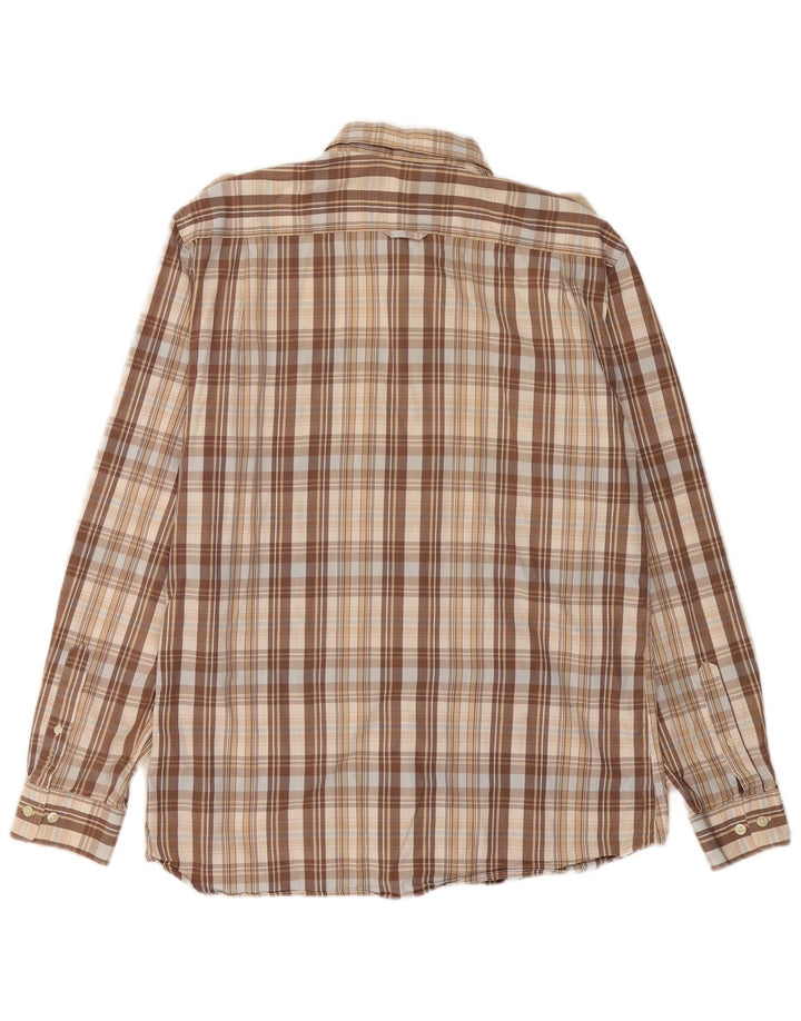 GANT Camicia militare aderente da uomo XL in cotone a quadri beige