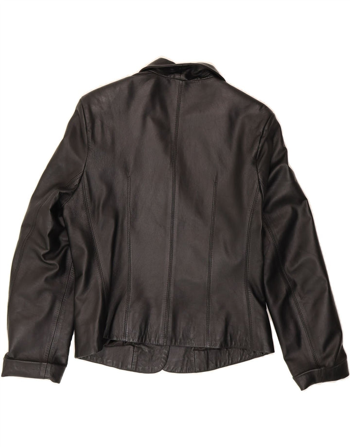 VINTAGE Womens Leather Jacket UK 12 Medium Black Vintage Vintage and Second-Hand Vintage from Messina Hembry 