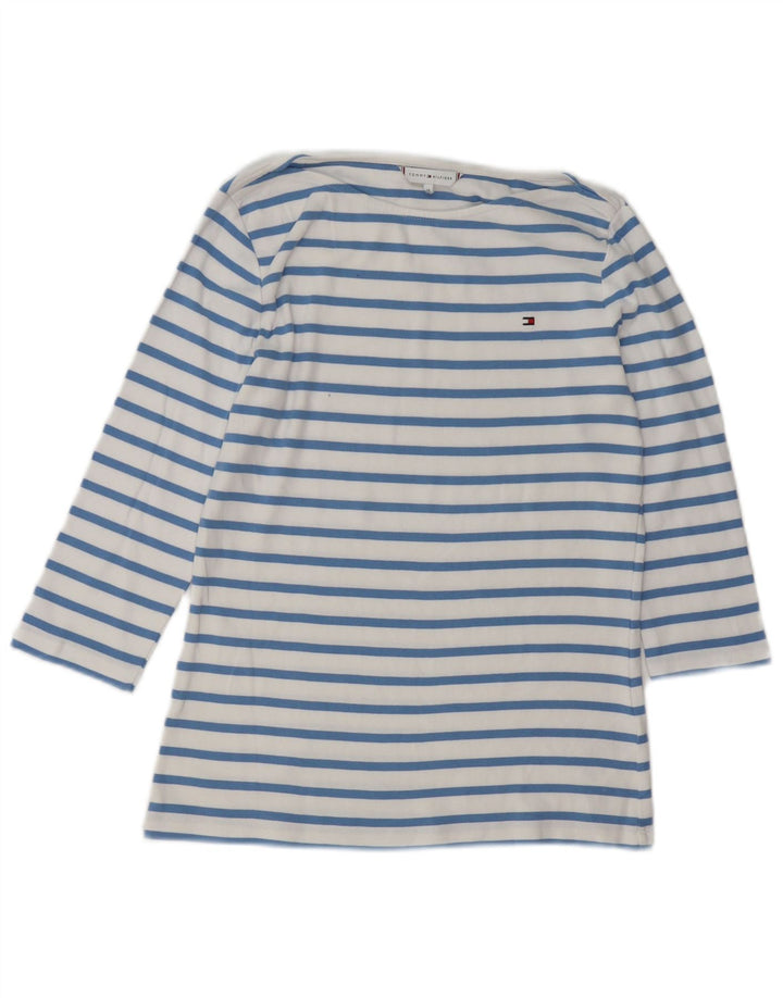 Tommy Hilfiger Top da donna manica 3/4 UK 12 Cotone a righe blu medio