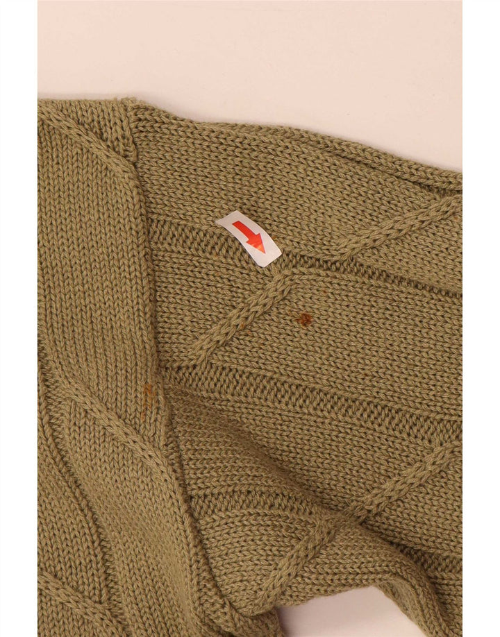 Maglione cardigan da donna vintage UK 14 cotone kaki medio