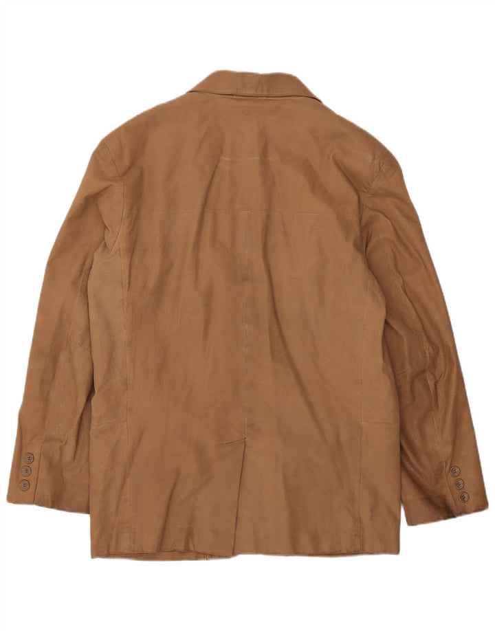 Giacca blazer in pelle da uomo a 2 bottoni Route 66 UK 38 Marrone medio