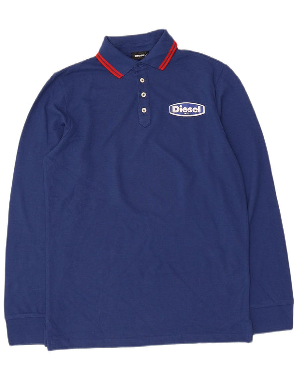 Polo Diesel da ragazzo a maniche lunghe con grafica 11-12 anni in cotone blu navy