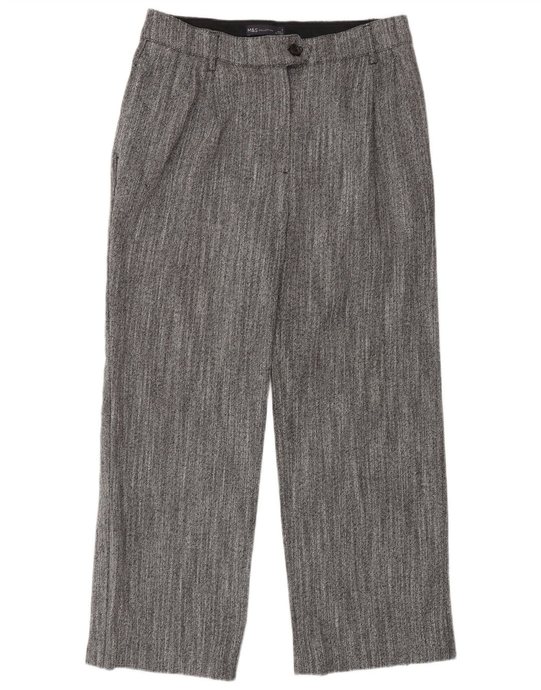 Pantaloni da abito dritti da donna Marks & Spencer UK 12 Medium W30 L27 Grigio