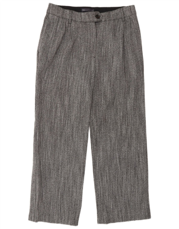 Pantaloni da abito dritti da donna Marks & Spencer UK 12 Medium W30 L27 Grigio