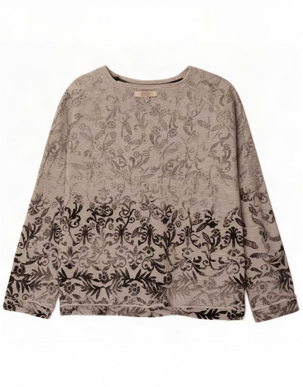 Zara Felpa Trafaluc da donna UK 14 Cotone floreale grigio medio
