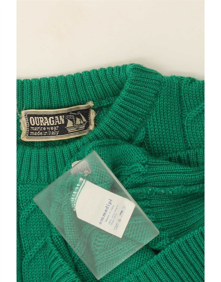 Maglione maglione girocollo da uomo Ouragan piccolo verde lana vergine