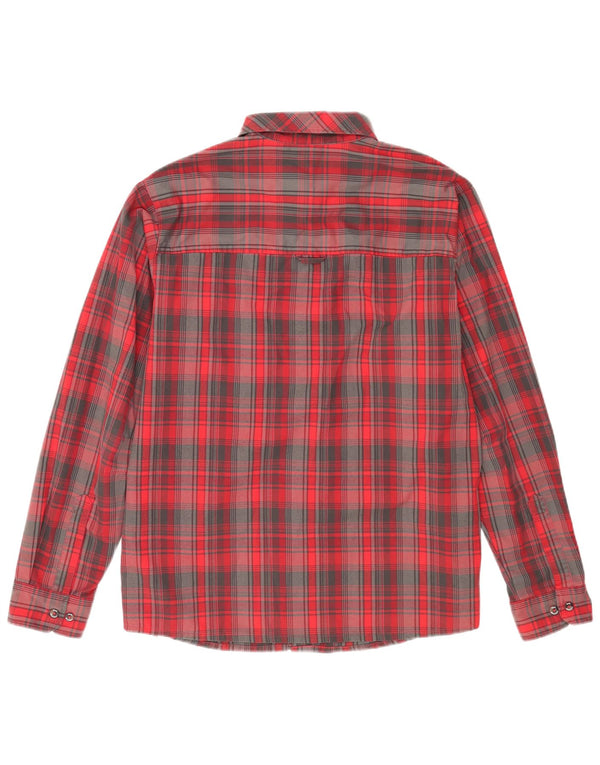 Camicia in flanella da uomo Jack Wolfskin UK 42/44 Poliestere a quadri rosso medio
