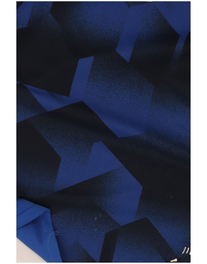 T-shirt grafica Adidas da uomo Climalite Top piccolo poliestere geometrico blu