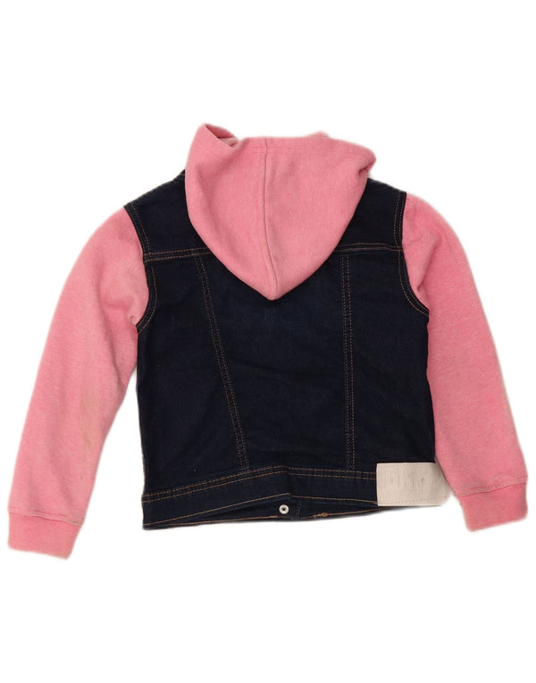 Giacca di jeans con cappuccio per ragazze Dkny 5-6 anni in cotone color block blu navy