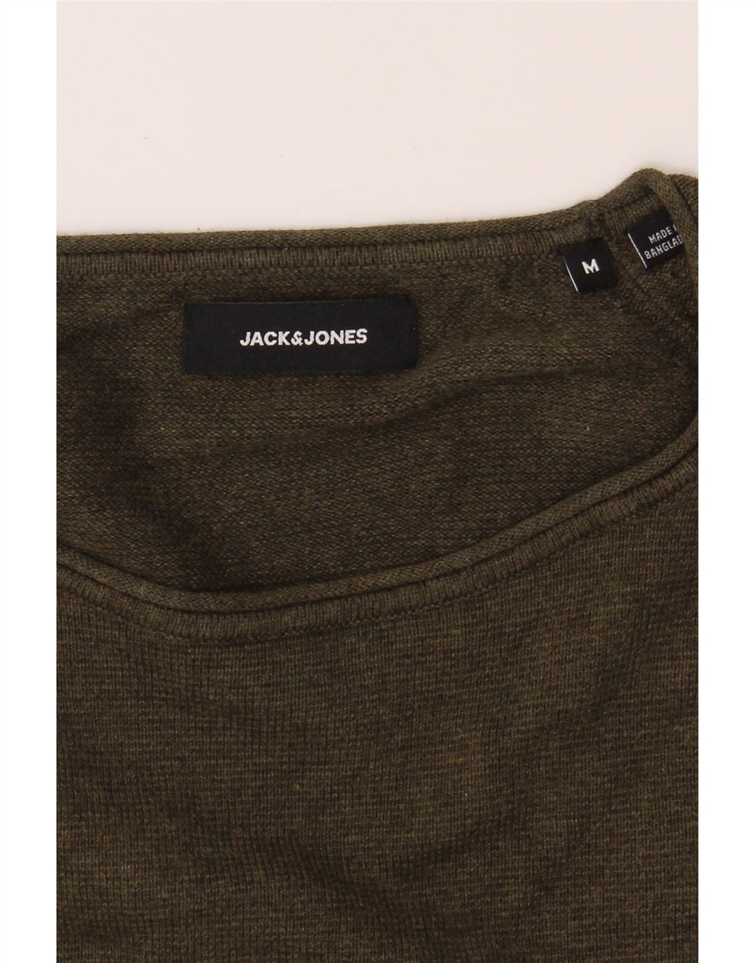 JACK & JONES Mens Crew Neck Jumper Sweater Medium Khaki Cotton Vintage Jack & Jones and Second-Hand Jack & Jones from Messina Hembry 