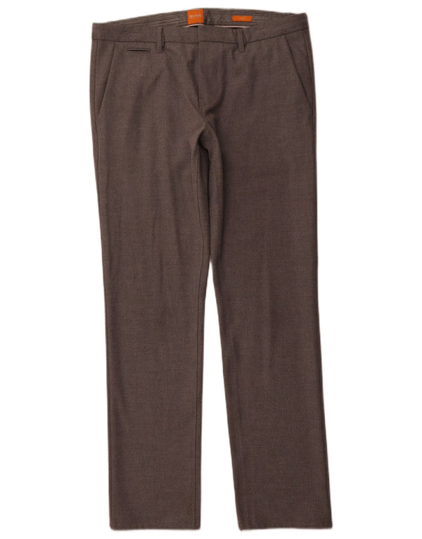 HUGO BOSS Mens Slim Fit Suit Trousers W33 L32 Grey Polyester