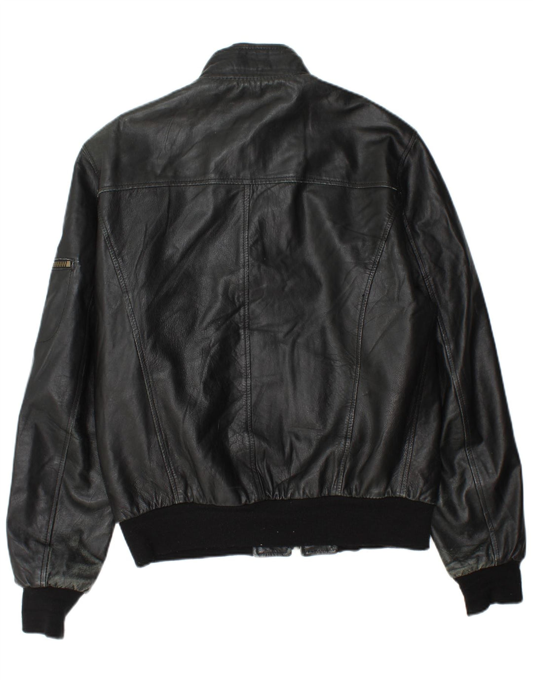 Giacca in pelle vintage da uomo UK 44 2XL Pelle nera