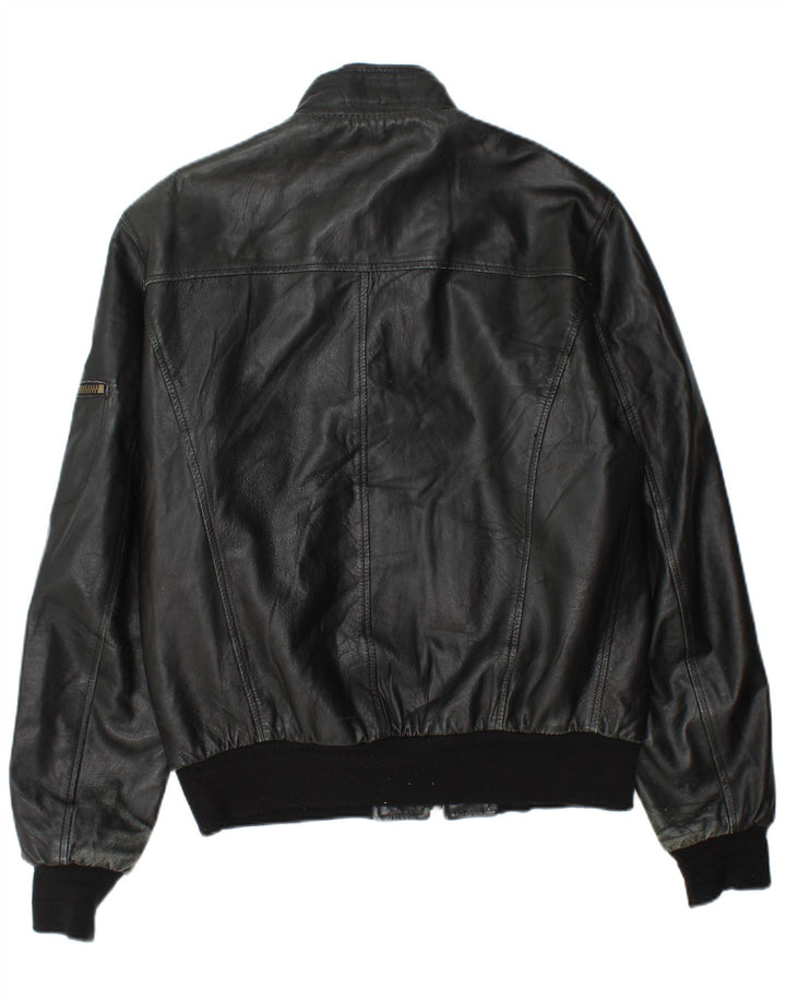 Giacca in pelle vintage da uomo UK 44 2XL Pelle nera