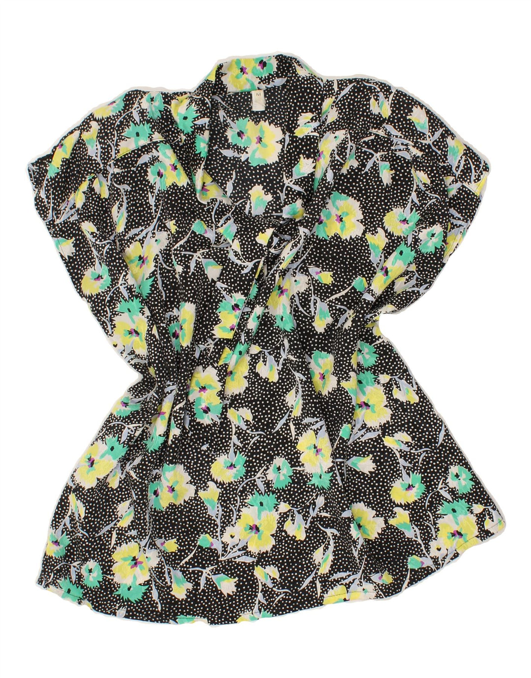 VINTAGE Womens Pullover Shirt Blouse UK 14 Medium Black Floral Vintage Vintage and Second-Hand Vintage from Messina Hembry 