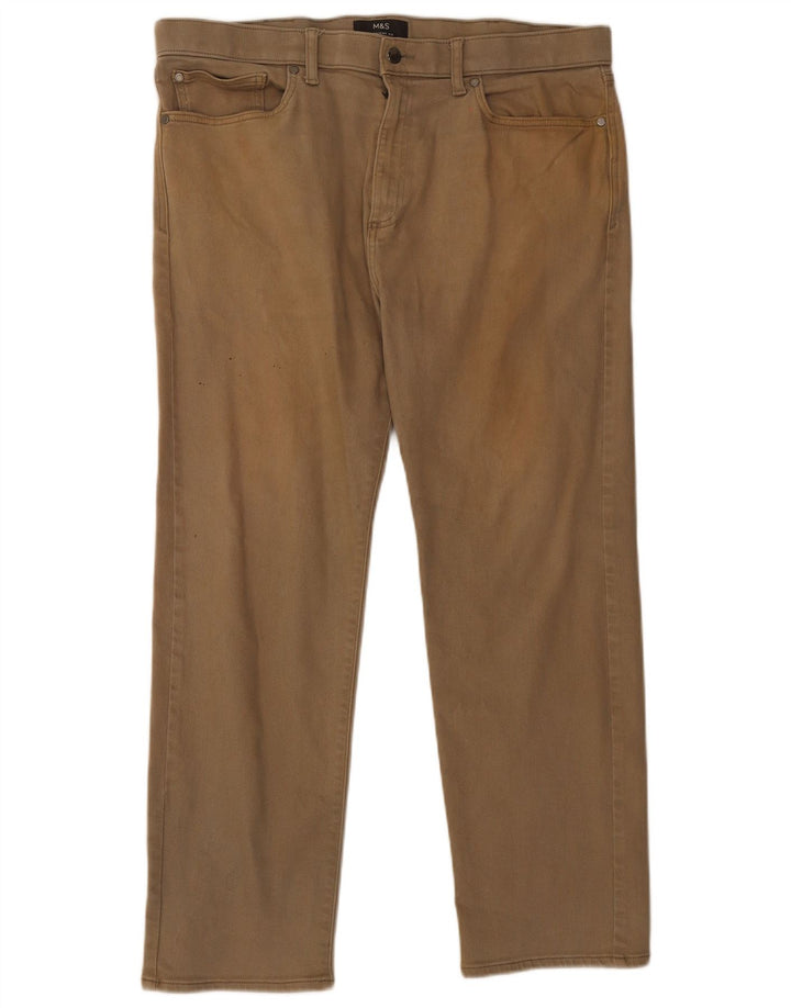 Jeans dritti da uomo Marks & Spencer W38 L31 cotone beige