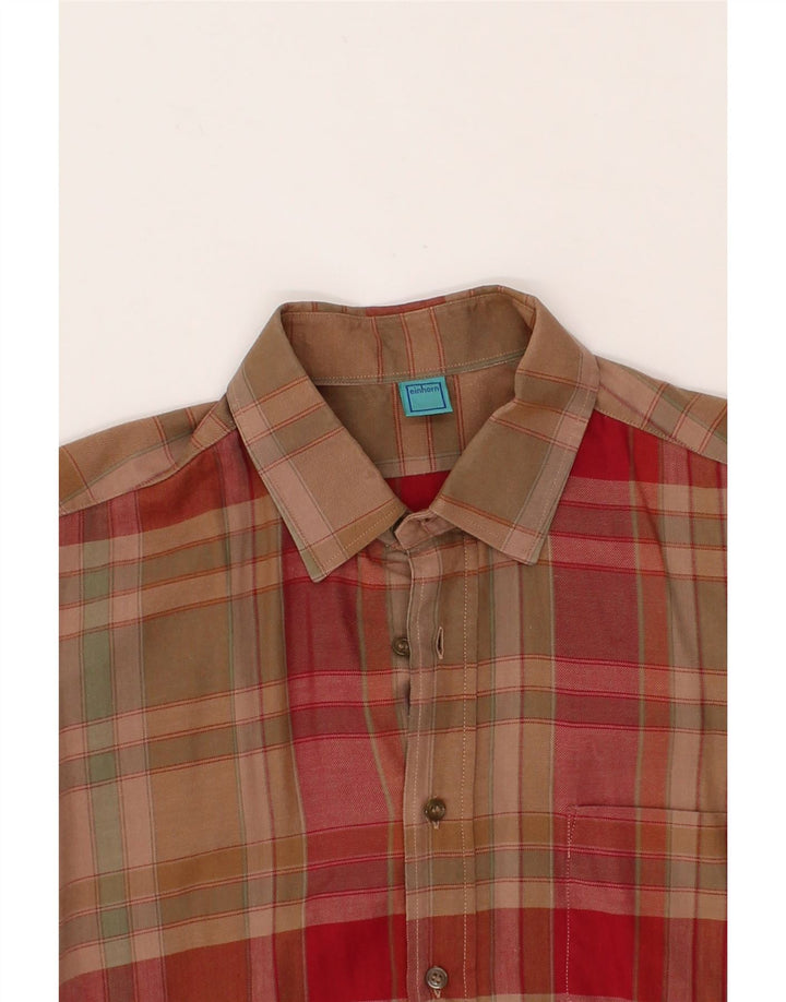 VINTAGE Mens Shirt Size 39 15 1/2 Medium Brown Check Cotton Vintage Vintage and Second-Hand Vintage from Messina Hembry 
