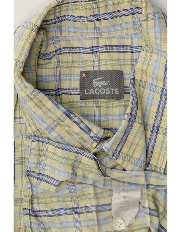 Camicia a maniche corte da uomo Lacoste taglia 42 in cotone a quadri verdi grandi