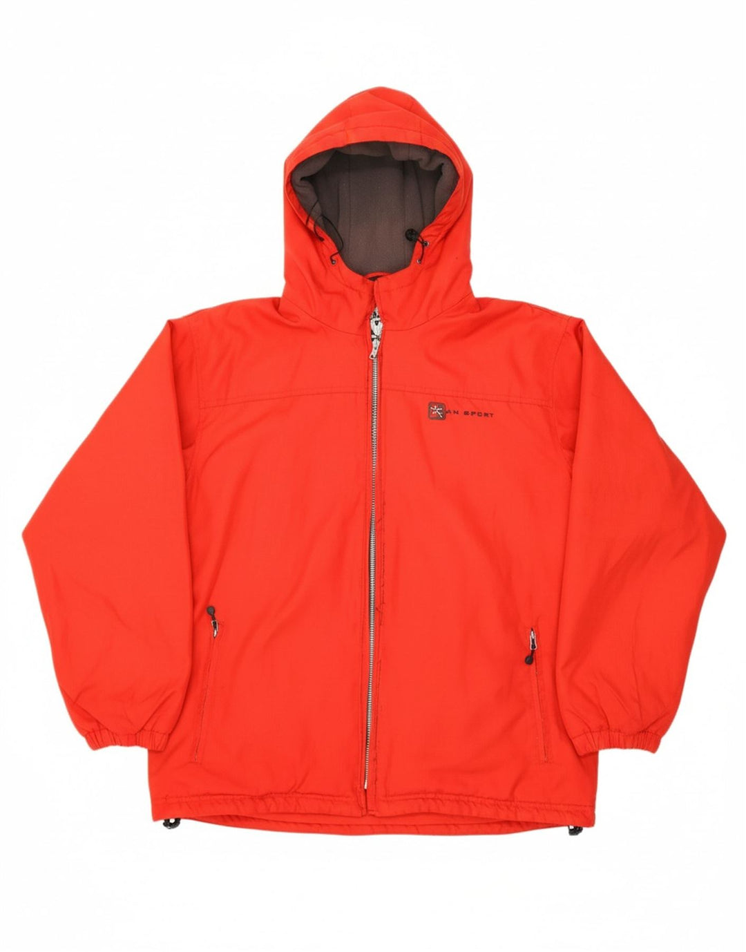 VINTAGE Mens Hooded Windbreaker Jacket UK 46 3XL Red