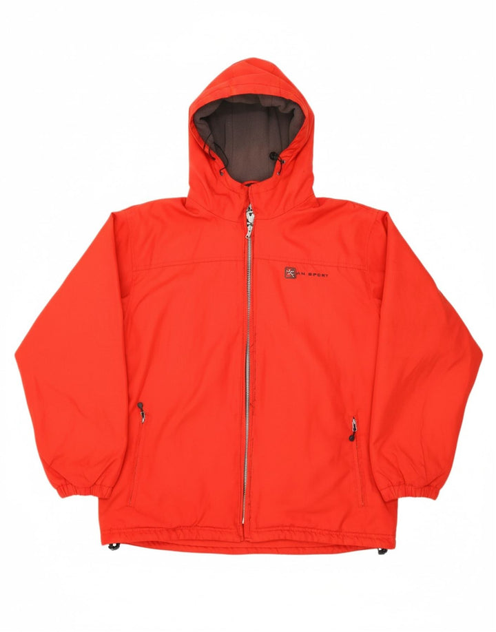 VINTAGE Mens Hooded Windbreaker Jacket UK 46 3XL Red