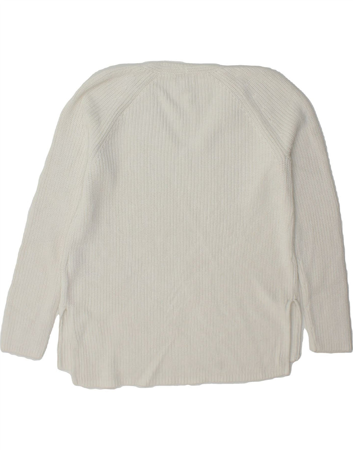 J. CREW Womens V-Neck Jumper Sweater UK 10 Small White Cotton Vintage J. Crew and Second-Hand J. Crew from Messina Hembry 