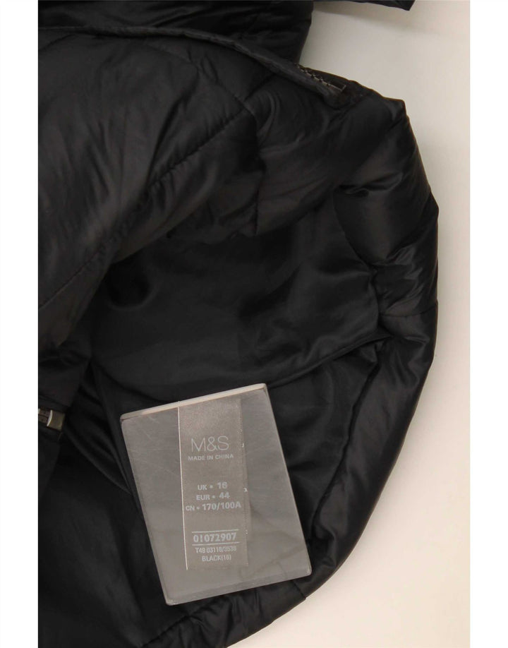 Giacca imbottita con cappuccio da donna Marks & Spencer UK 16 grande poliestere nero