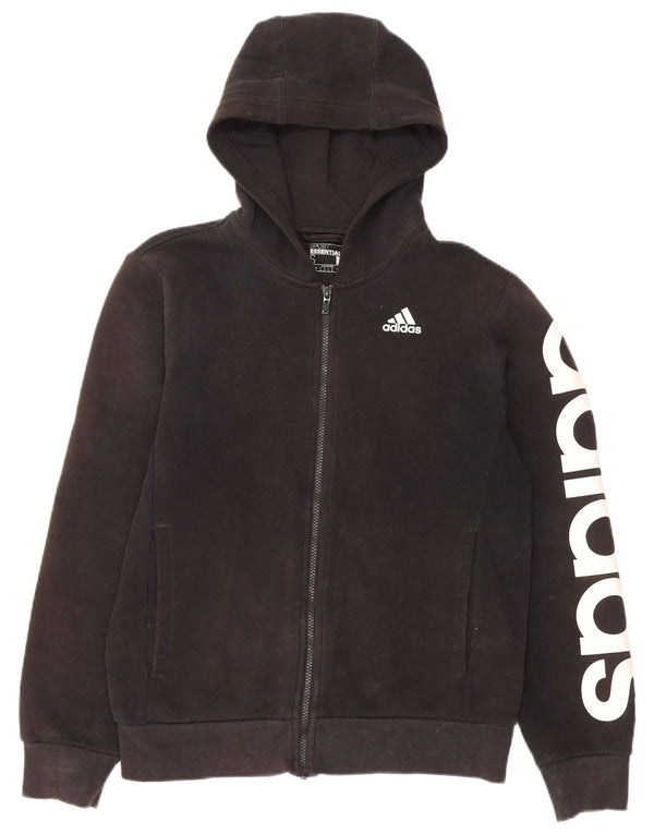 Felpa con cappuccio con zip grafica Adidas da uomo piccola in cotone nero