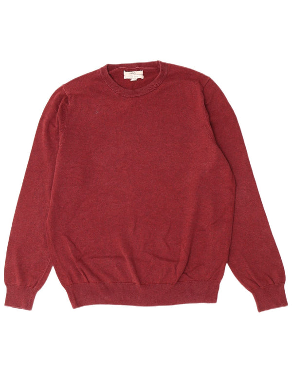 Maglione maglione girocollo da uomo Marks & Spencer grande cotone bordeaux